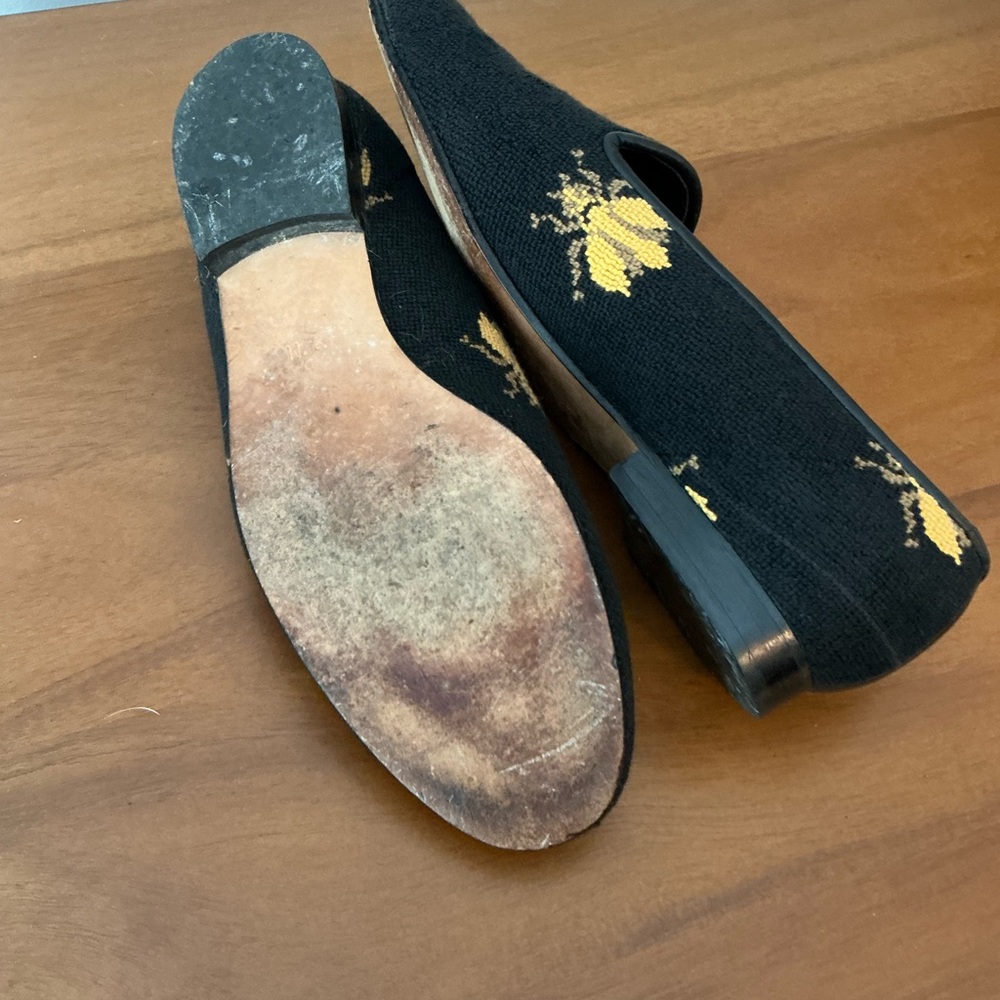 Zalo Gold Bee Embroidery Loafers - Picture 4 of 5